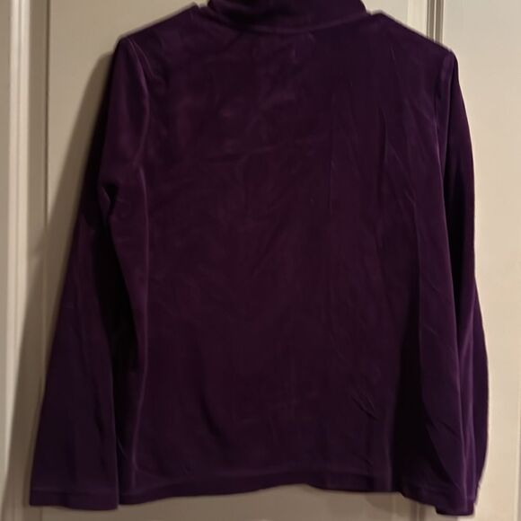 Onque Casuals Purple Velour Track Suit Size Medium 2 Pc Set Sequins on Jacket - Picture 7 of 8